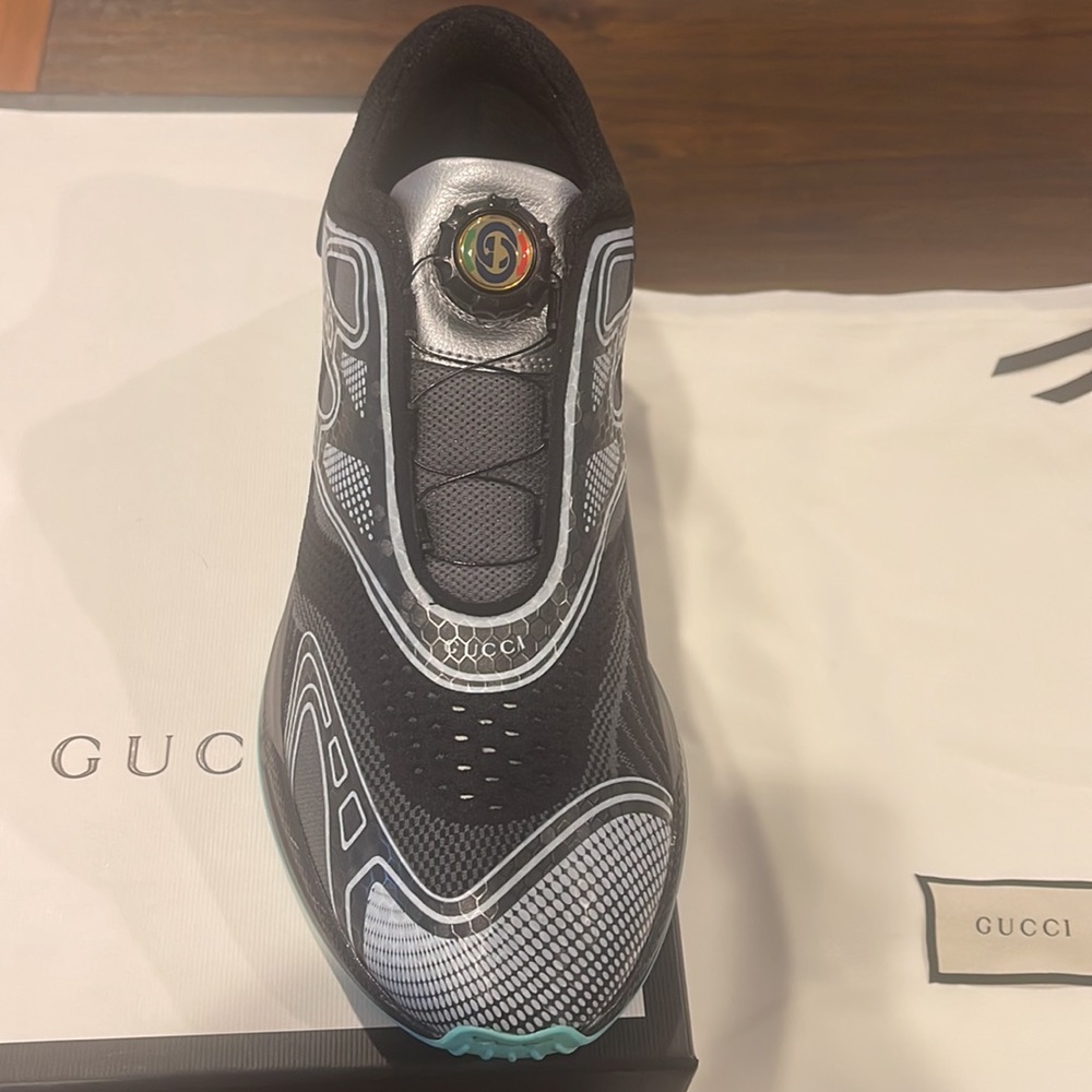 MEN'S GUCCI ULTRAPACE R SNEAKERS BLACK/ GREY SIZE 7 G ITALY US size 8